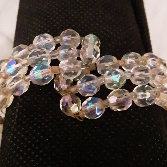 Vintage Aurora Borealis Memory Wire Bracelet - Picture 2 of 9